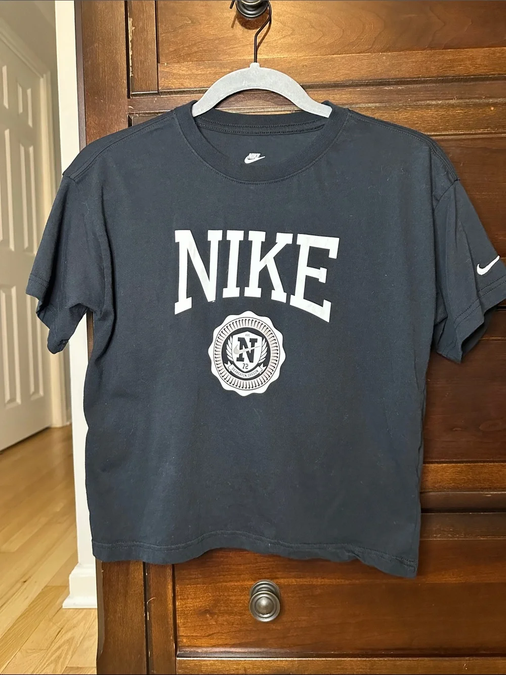 Nike Black Short Sleeve Tee with White Logo Print
